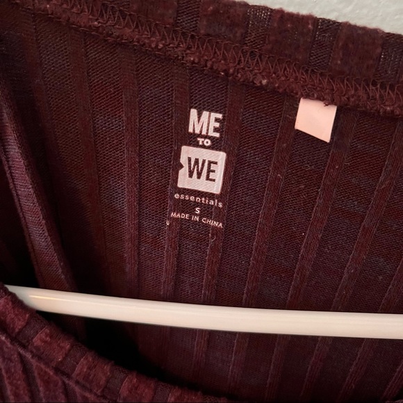 Pacsun Burgundy Ribbed Round Neck Long Sleeve Top - Picture 3 of 7